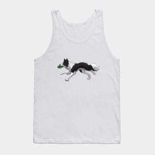 Running Black Border Collie with Frisbee Tank Top